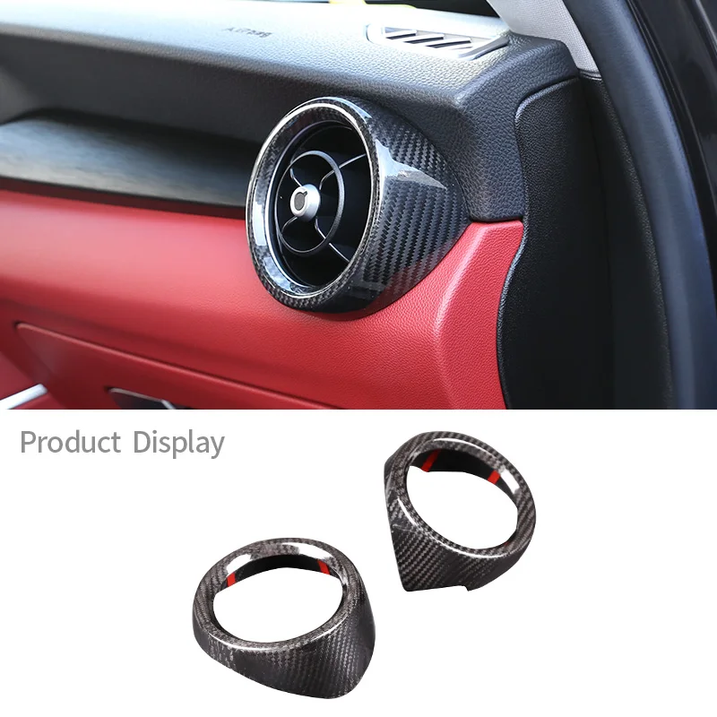 For Alfa Romeo Stelvio 2017-2020 Real Carbon Fiber Interior Front Air Outlet Decorative Cover Protective Frame Car Accessories