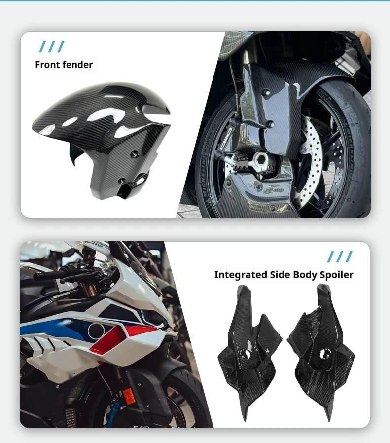 Фото Для BMW S1000RR 2025: карбоновые боковые панели, воздухозаборники, передний обтекатель, аэродинамические элементы для мотоцикла №2