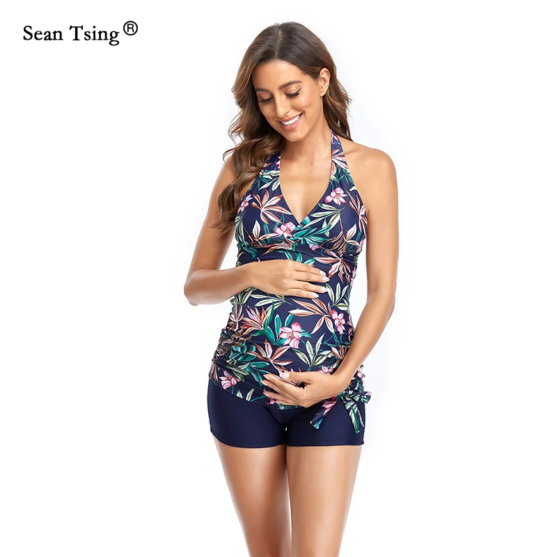 

Maternity Swimwear Top Shorts Summer Women's Swimsuit Elegant Pregnancy Swimwear Printing Flowers Bathing Suit