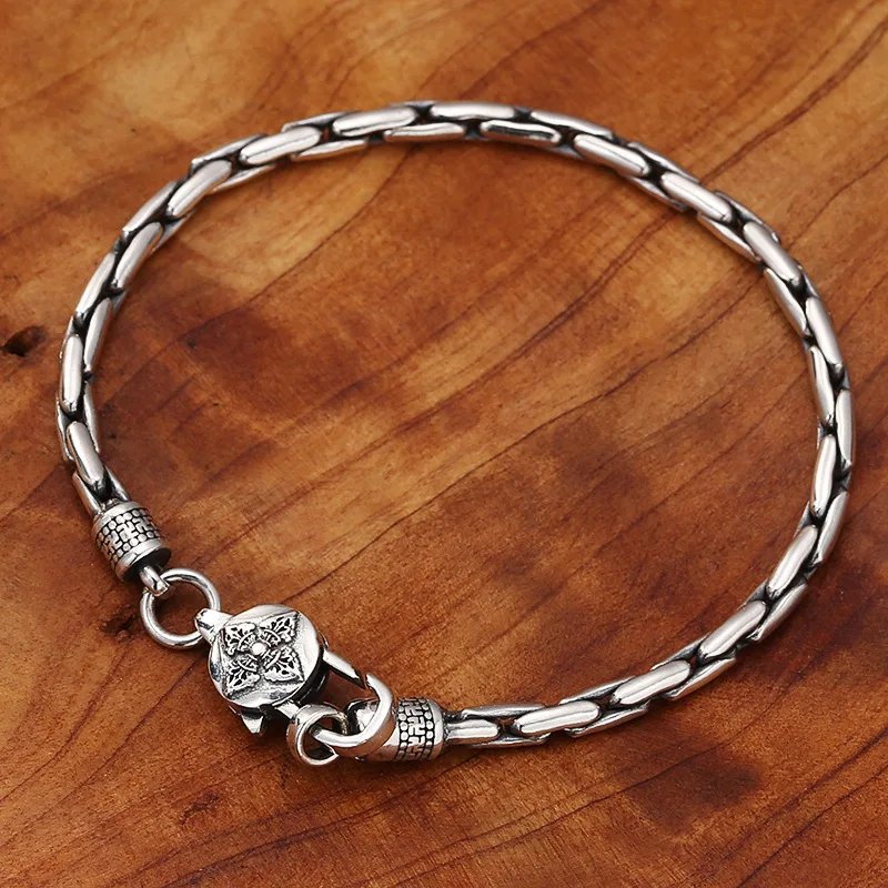 

Classic Retro Silver Color King Kong Snake Bone Bracelet Men's Domineering Personality Ethnic Jewelry