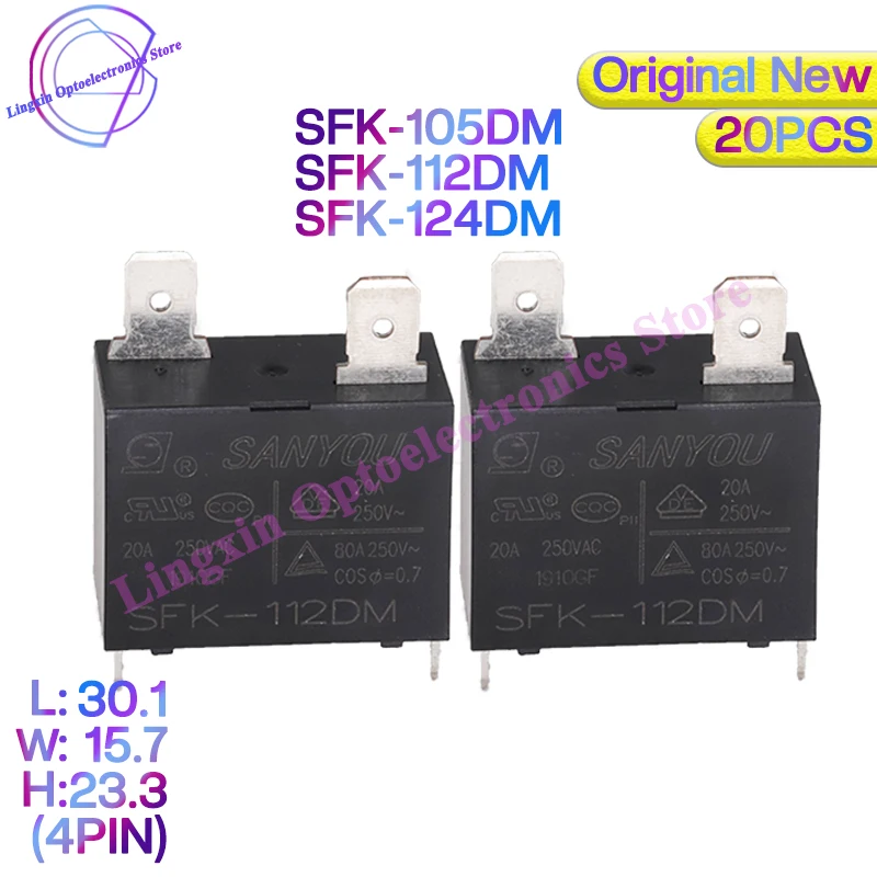 Original Novo Sanyou Relé Sfk112dm 105dm 124dm ar Condicionado Relé de Potência Sfk 112dm 12vdc 20a 250vac Pinos 20 Peças Lote