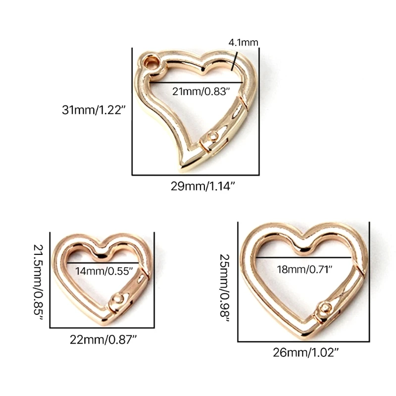 10 шт. пружинные застежки в форме сердца цинковые сплавы пружинный карабин зажим