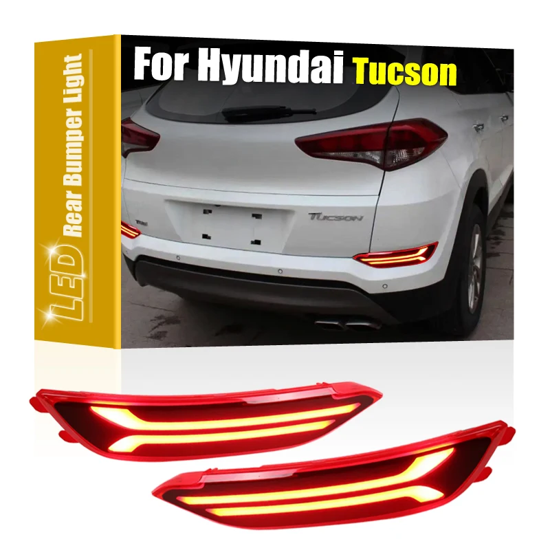 2Pcs LED Taillight Rear Bumper Lamp Red Driving Brake Dynamic Turn Signal Light For Hyundai Tucson 2015 2016 2017 2018 2019 2020