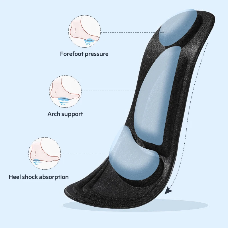 FootMaster 4D Memory Foam Shoes Insole Plantar Fasciitis Insole Insole For Sneakers Insole Sports Cushioning Insoles Men Women