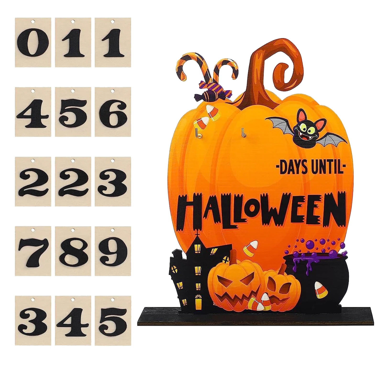 

Anti Fade Home Pumpkin Advent Calendar Door With 15 Pcs Wooden Numbers Halloween Gift Kids Table Classroom School Cute