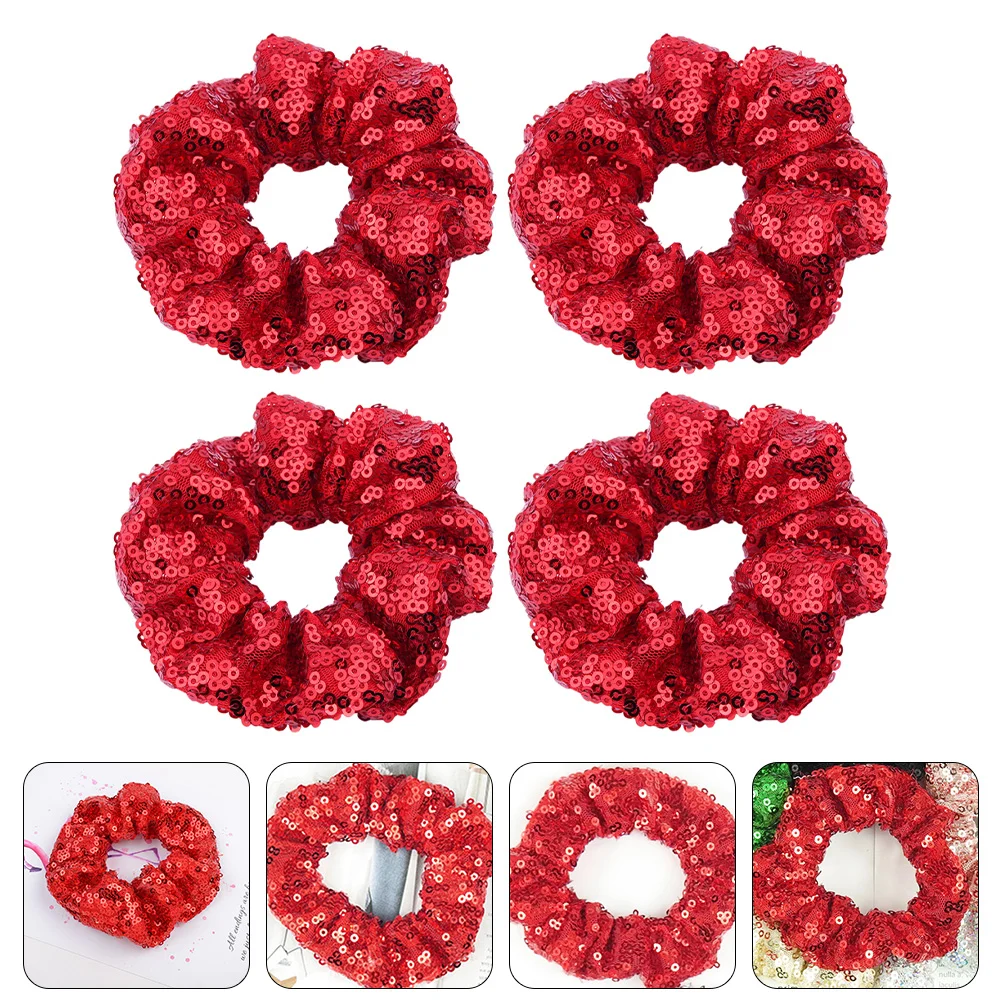 

4 Pcs Hair Bungee Ties Headband Large Intestine Christmas Scrunchies Accessories Ropes Fabric Party Decors Women's