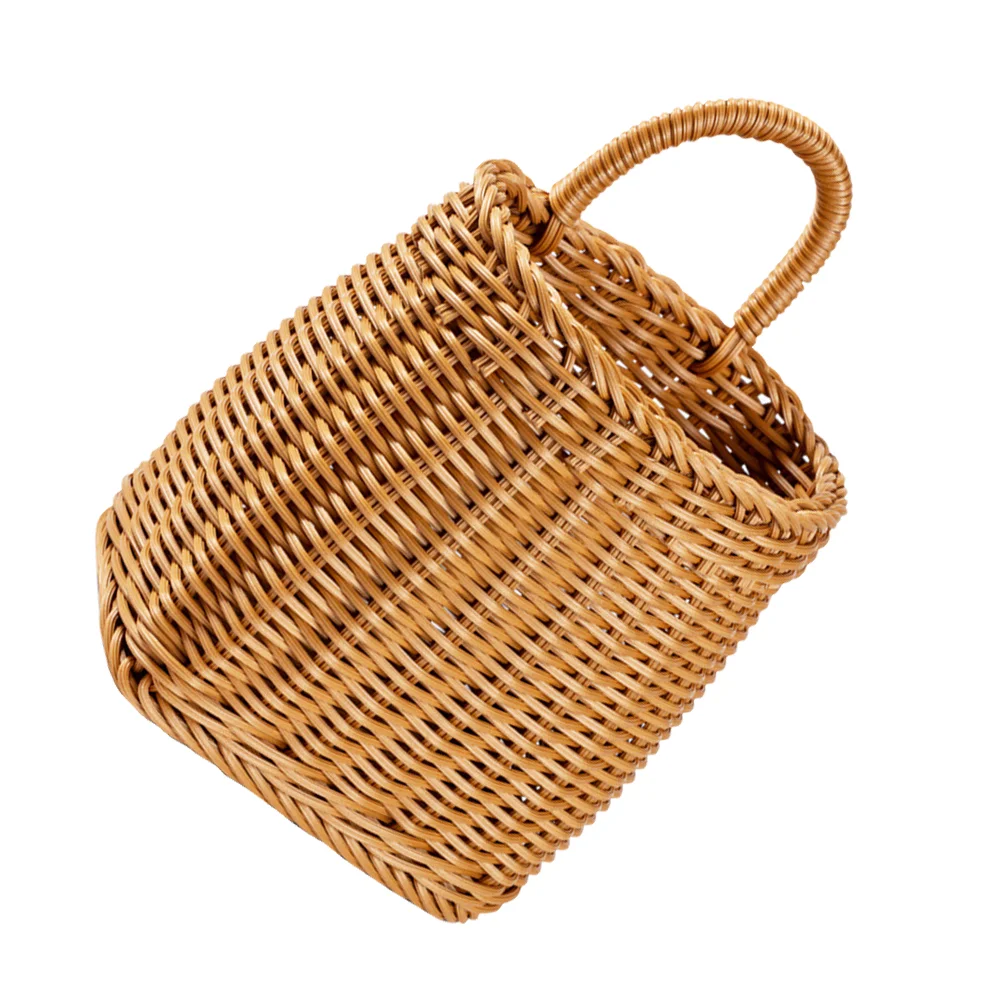 

Indoor Hangers Bracket Imitation Rattan Plastic Flower Handle Bracket 24.5X15.5CM Wall Brown Vintage Flower Vases For Pots