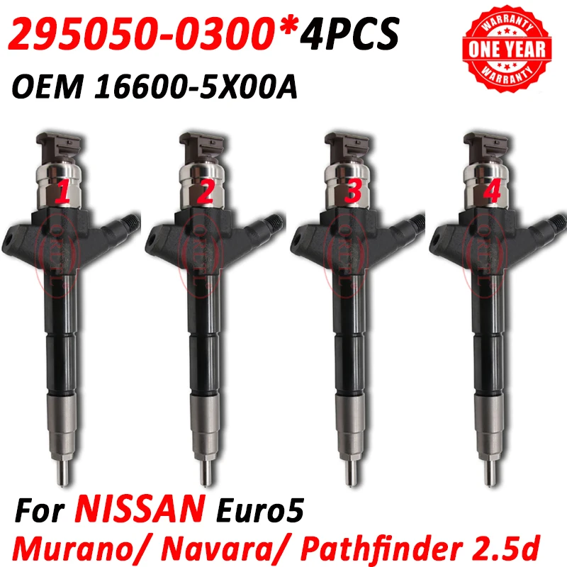 Форсунка дизельного топлива 295050-0300 166005X00A для Nissan Navara Murano Pathfinder 2.5d YD25 Z51 D40 AWD 4 шт.