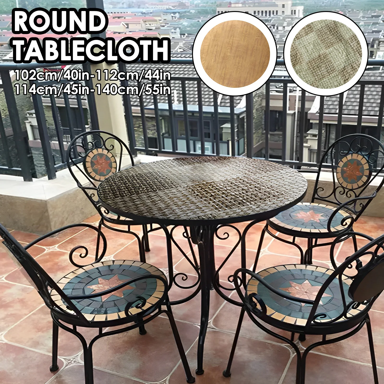 

NEW Round Table Cloth Waterproof Farmhouse Table Cover Decorative Wood/Woven Texture Tabletop Protection Cloth Rustic Tablecloth