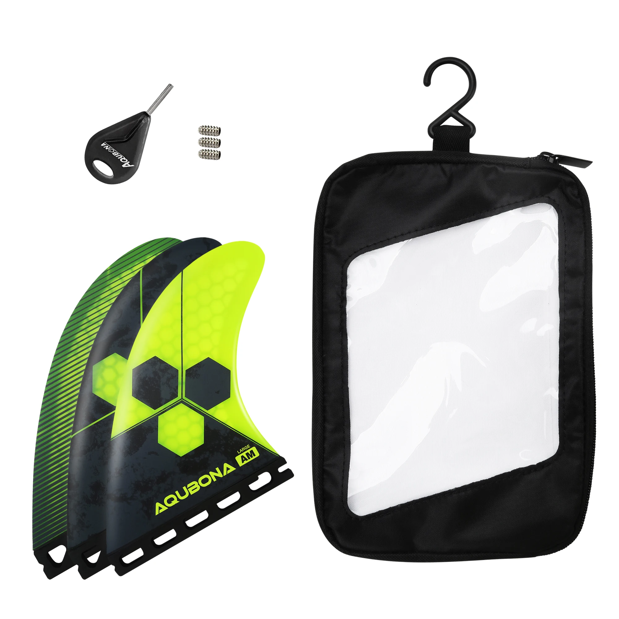 

Single Tab Surfboard Fins Fiberglass Honeycomb Tri Fin Surfboard Fin Sets S M L Size for Surfing with Fin Bag Key Screw