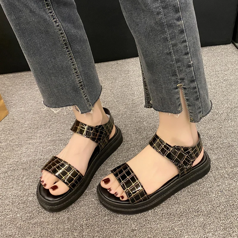 Women's Faux Leather Sandals Female Shoes Summer Fashion Sports Flats for Women's Rome Platform Sandals Women's Sandals Girls
