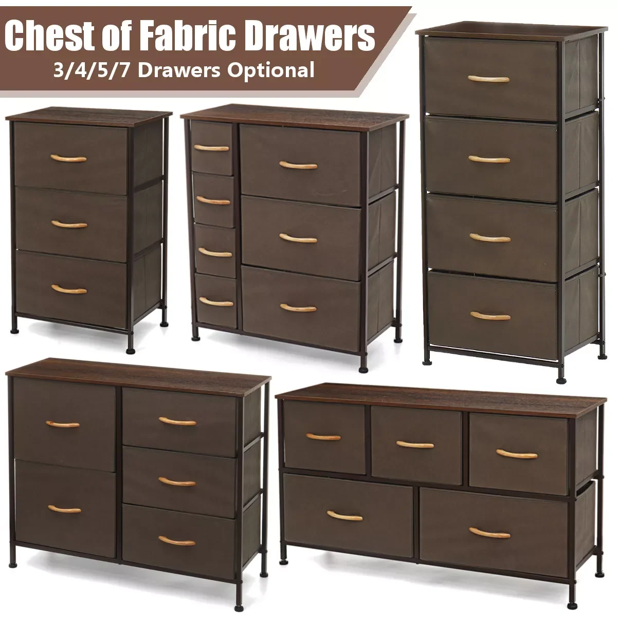 

2023 Chest of Fabric Drawers Dresser Furniture 3/4/5/7 Bins Livingroomn Bedroom Storage Stackable Clothes Organizer Home Modern