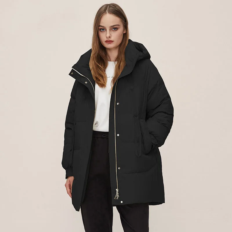 Hooded Down Jacket Women Mid-length Winter Thickened Fashion High-end Coat Detachable Hood Warm Cozy Duck Soft Thermal Clothing