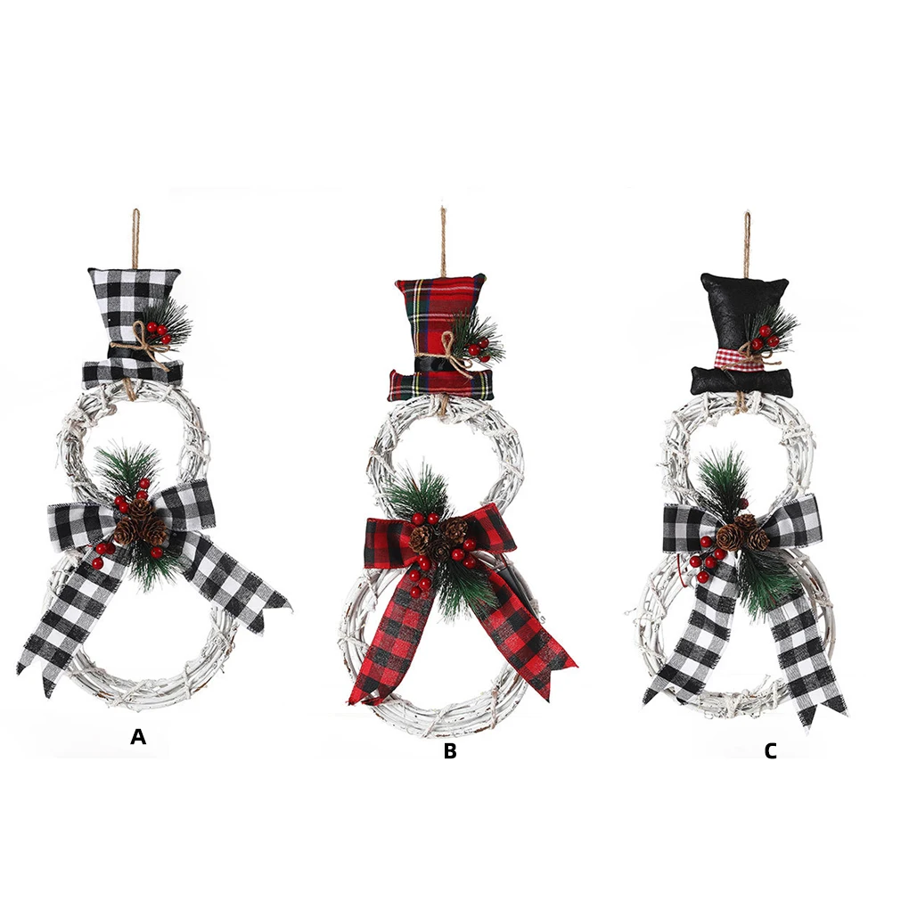 

Рождественский венок, декор ручной работы, бант, круг, снеговик, гирлянда, подвеска, камин, дерево, украшения, черно-белая сетка