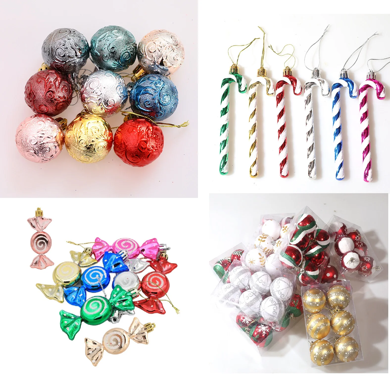 

Christmas Tree Ball Ornament Crutches Candy Hanging Pendant Decoration for Home Party Decor New Year Gift Navidad Xmas Supplies