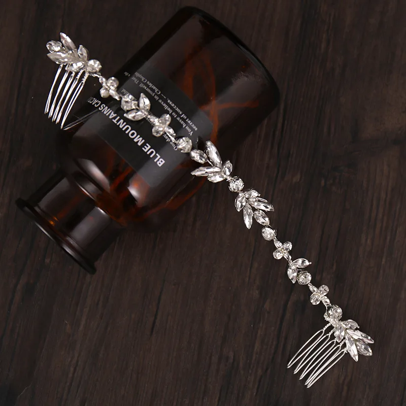 

Wedding Hair Comb Tiaras Rhinestone Leaf Shaped Hairpin Silver Color Bridesmaids Wedding Hair Ornament Bridal Hair Jewelry Crown