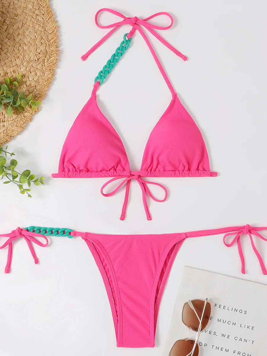 

Triangle String Bikinis 2023 Women Sexy Brazilian Swimsuit Solid Thong Swimwear Female Bathing Swimming Suit Summer Beachwear