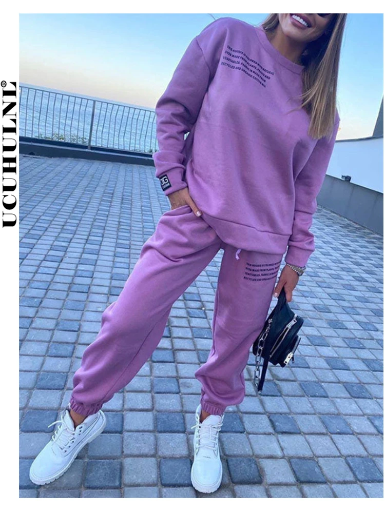 Letter 2 Piece Set Spring Autumn Tracksuit Women Sweatshirt Pullover Hoodie Casual Trousers Two Piece Sets Jogger Sports Suit