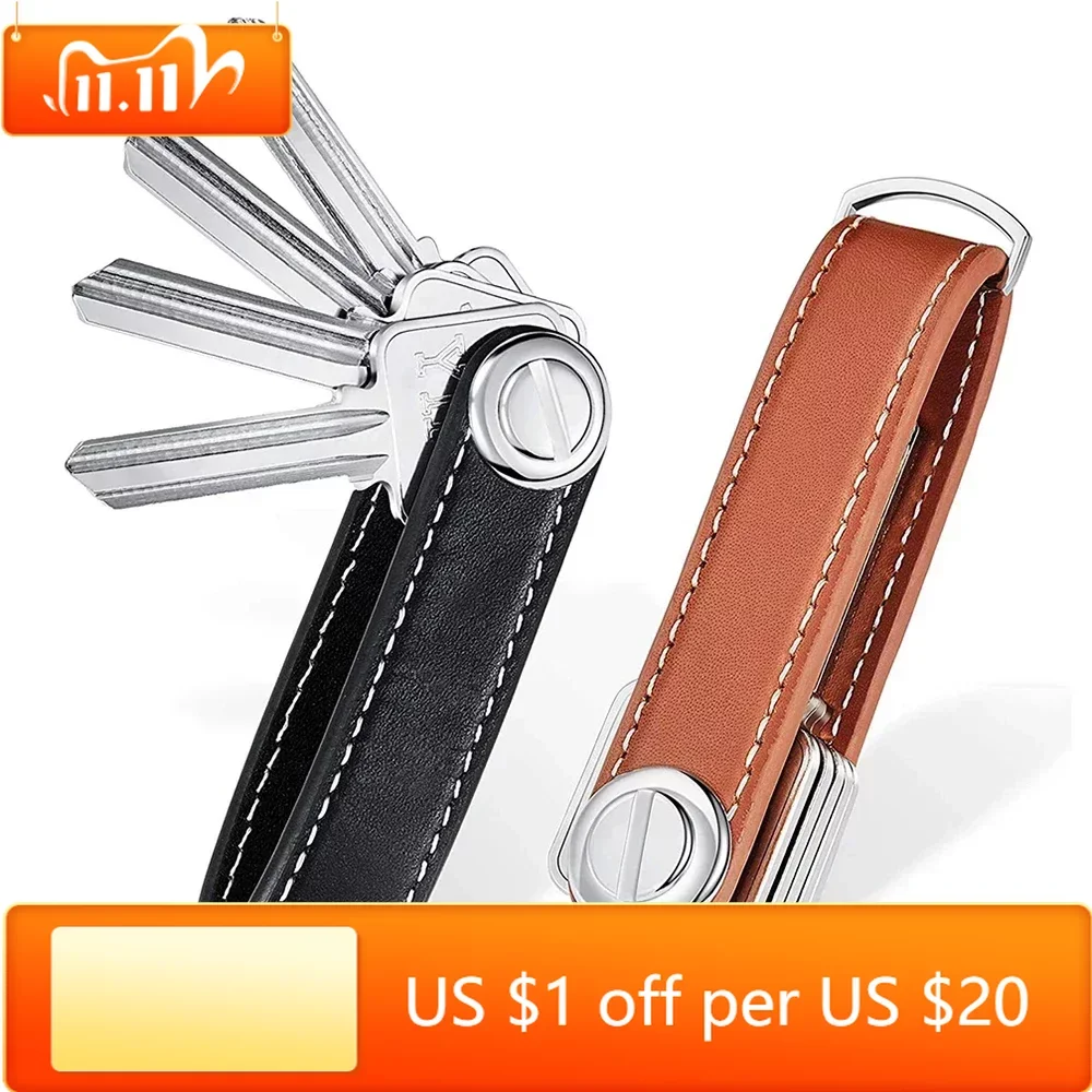 

Car Key Pouch Bag Case Wallet Holder Chain Key Wallet Ring Collector Housekeeper Pocket Key Organizer Smart Leather Keychain