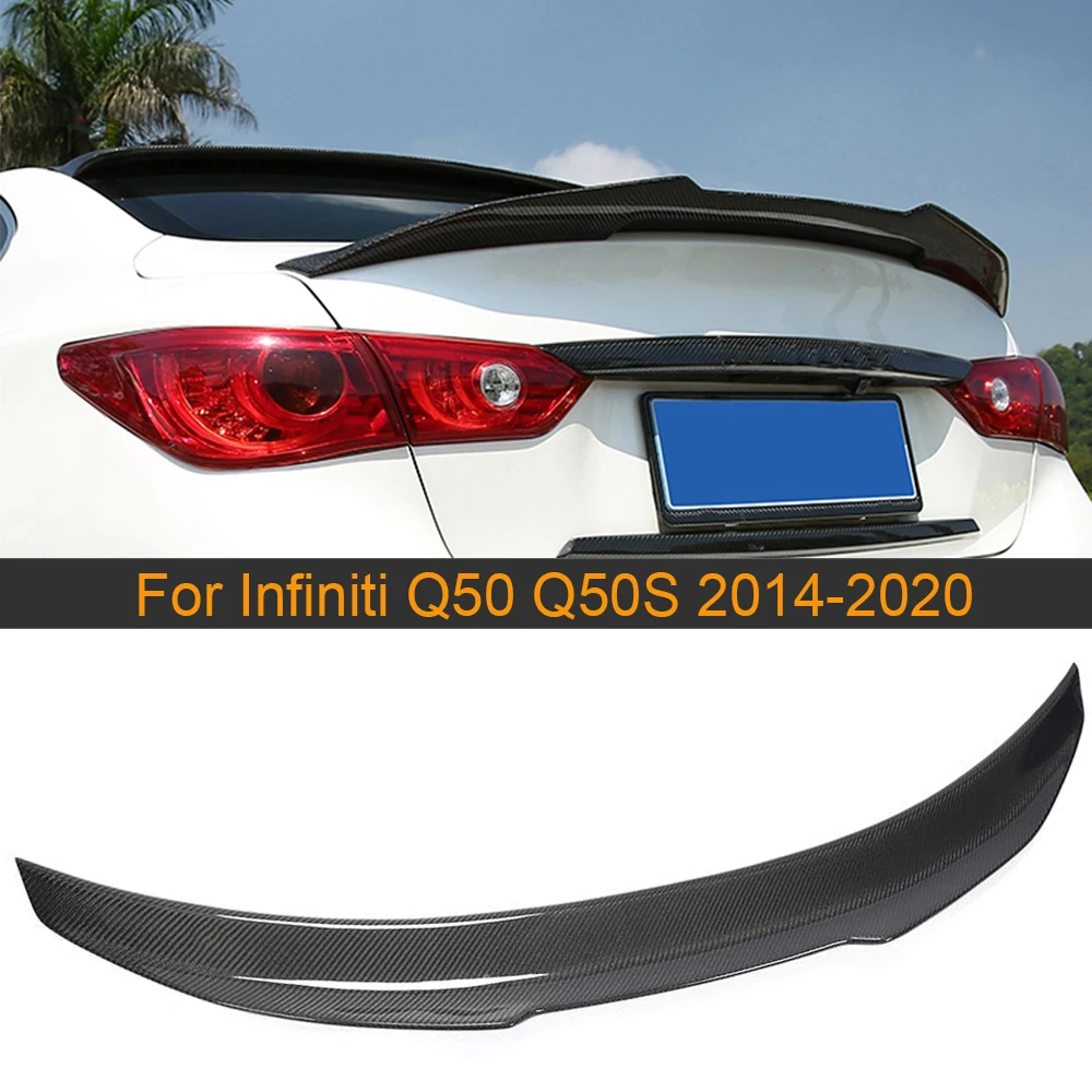 

For Q50 Rear Trunk Boot Lip Spoiler Wing For Infiniti Q50 2014-2020 Rear Trunk Spoiler Wing Boot Lid Carbon Fiber