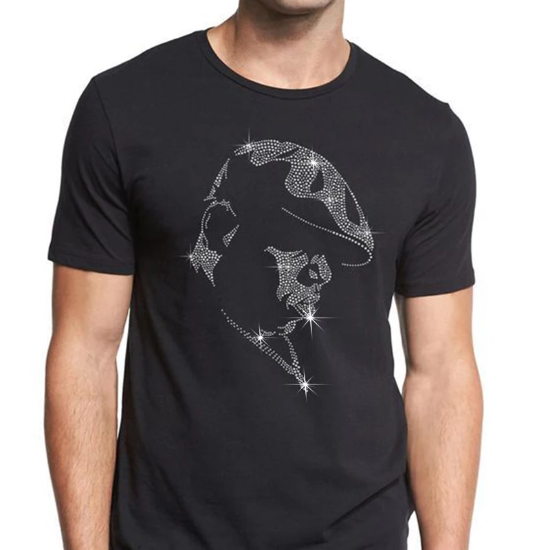 

Summer New Men's Fashion T-Shirts Casual Short Sleeve Hot Drill Oversized Tshirt O-Neck Rhinestone Black tees Tops Men Clothing