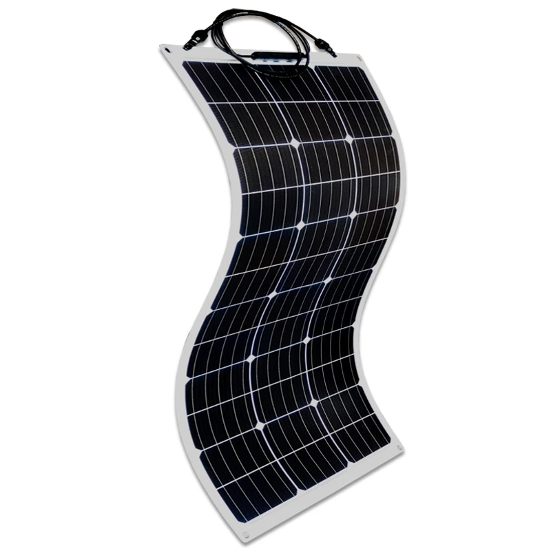

100W Semi-Flexible Solar Power Panel Photovoltaic System Motor Car Roof Car Panel Soft Board 12V Charging