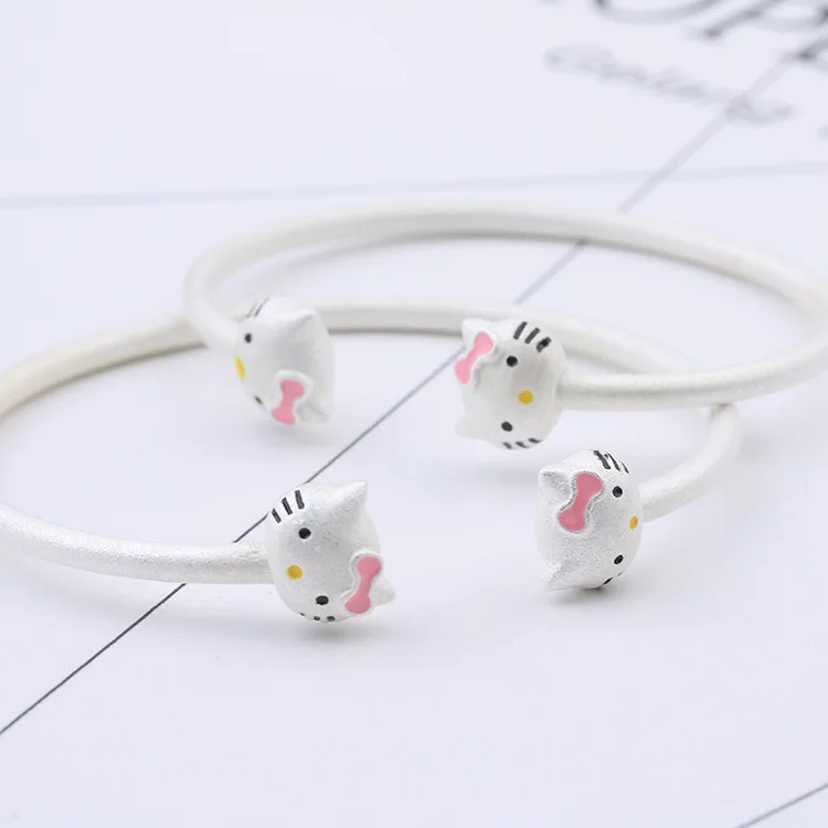 Браслет Hellokitty Cartoon из серебра с покрытием, милый котенок Kt Cat Baby, японская и корейская мода, матовый, простой в использовании.