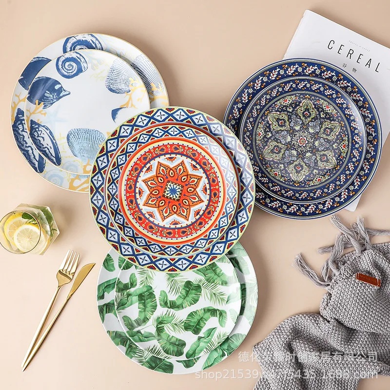 

Retro literature and art nordic home ceramic household tableware small dish dim sum dish kitchen utensils plate