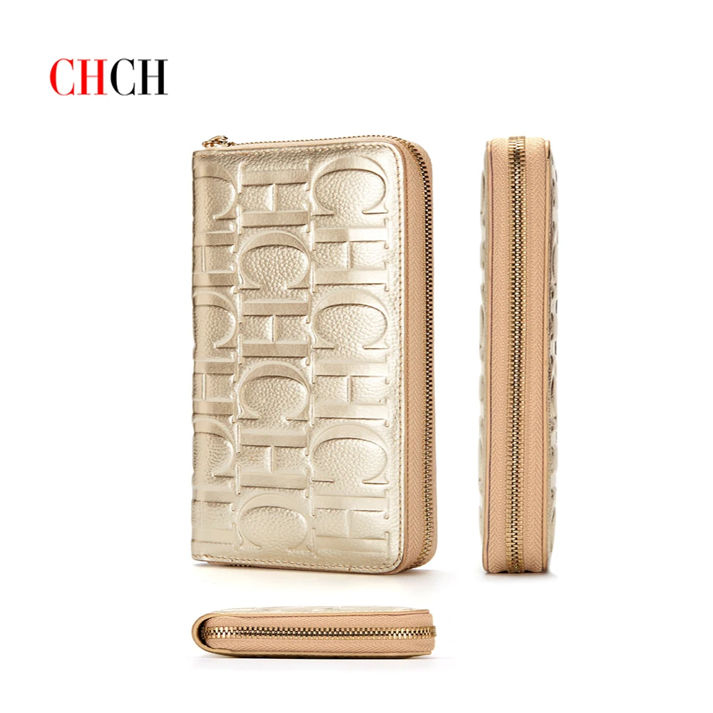 

CHCH роскошные кожаные кошельки, однотонный держатель для карт, кошелек для монет, модная сумка для денег, телефона, тонкий маленький кошелек, ...