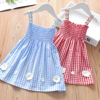new small daisy plaid dress girl princess skirt little girl cotton baby summer dress