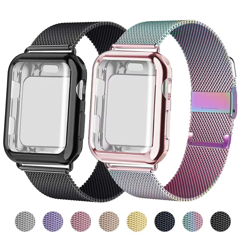 

Чехол и ремешок для Apple Watch Band 44 мм 40 мм iWatch 45 мм 41 мм 38 мм 42 мм, металлический магнитный браслет-петля для Apple watch Series 3 4 5 se 6 7
