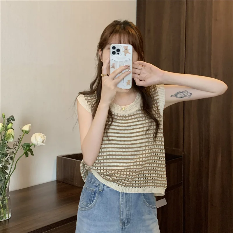 Новинка 2023 винтажная стильная майка Pure Desire эстетичный нишевый вязаный стиль