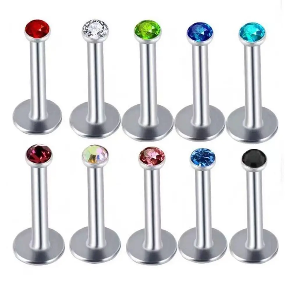 

1Pc 18G Gem Crystal Lip Stud Lip Stud Ring Tragus Helix Conch Cartilage Earring Piercing Steel Lip Labret Piercing Set