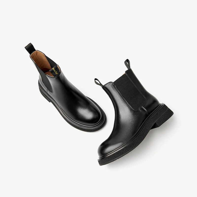 BEAUTODAY ботинки челси женские однотонные из телячьей кожи с круглым носком без