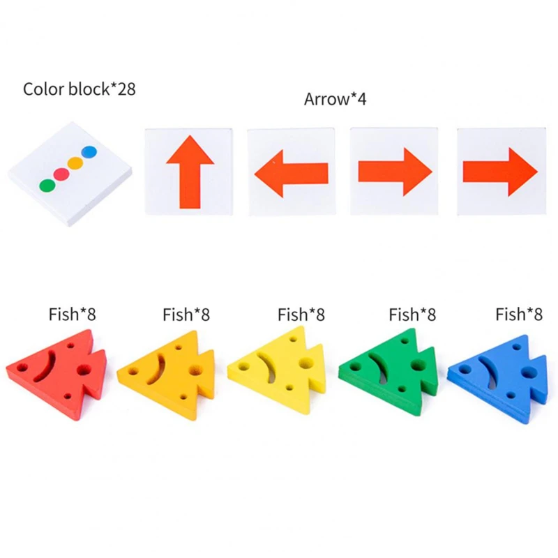 

1 Set Hand-eye Coordination Colorful Arrow Blocks Direction Cognition Sturdy Wooden Color Arrow Building Blocks For Education