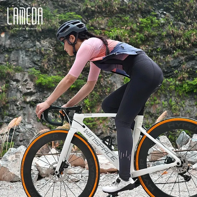 

LAMEDA Women's Bicycle Pants Summer Cycling Mtb Bib Trousers Full Length Cropped With Pro Padded Mountain Road Bike Reflective