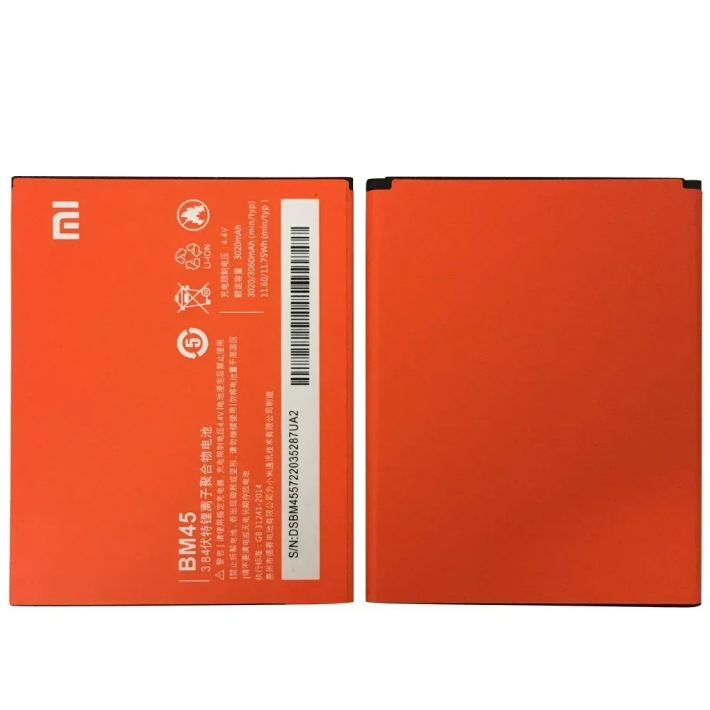 Оригинальный литий-ионный аккумулятор BM45 для Xiaomi RedMi Note 2 Bateria Hongmi Red Rice Note2 3020 мАч