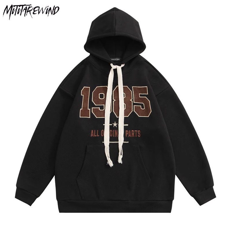 

Винтажный пуловер с вышивкой, толстовки, Мужская Уличная одежда в стиле хип-хоп, дизайнерская толстовка с капюшоном и надписью, повседневные свободные пуловеры с капюшоном