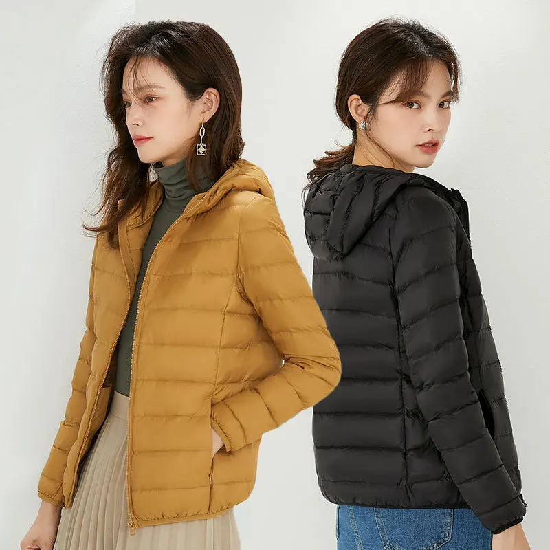 Lightweight Hooded Short Down Jacket Woman Winter 2023 Oversize Spring Parka Female Bomber Demi-season Quilted New In Outerwear enlarge