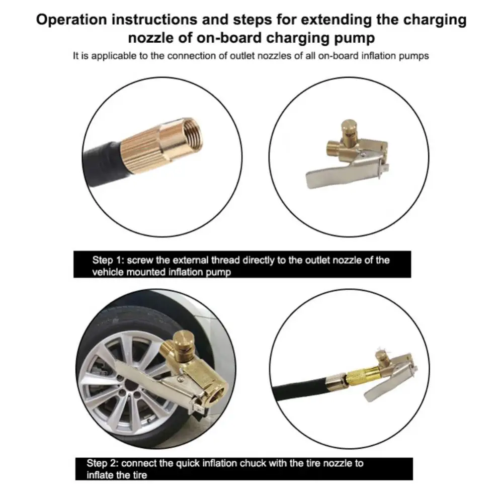 

Tire Pressure Gauge Filling Nozzle Portable Copper Car Air Pressure Gauge Pump Nozzle Durable Universal Inflatable Clip