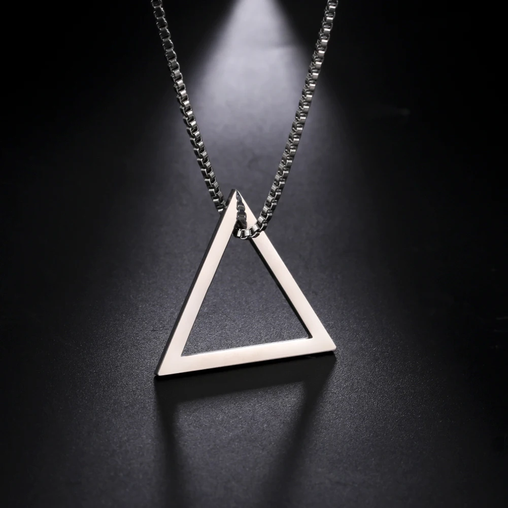 

Punk Triangle Pendant Necklaces for Men Boy Geometric Square Stainless Steel Necklace Fashion Male Jewelry Streetwear