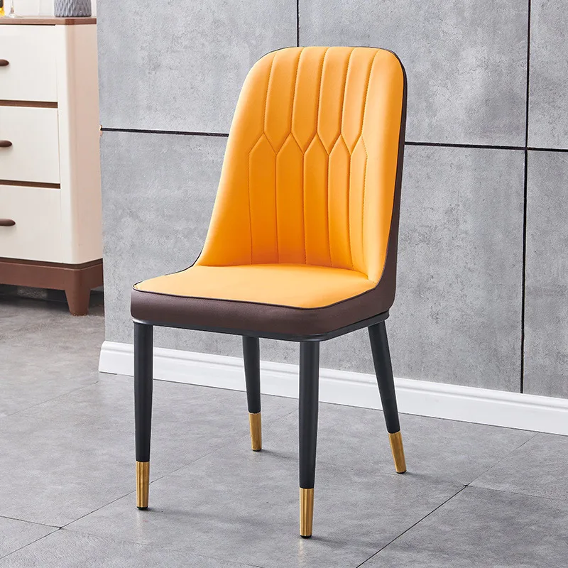 

Nordic Simple Modern Dining Chair Fashion Luxury Metal Dressing Stool High Elastic Sponge Balcony Leisure Home Furniture HY