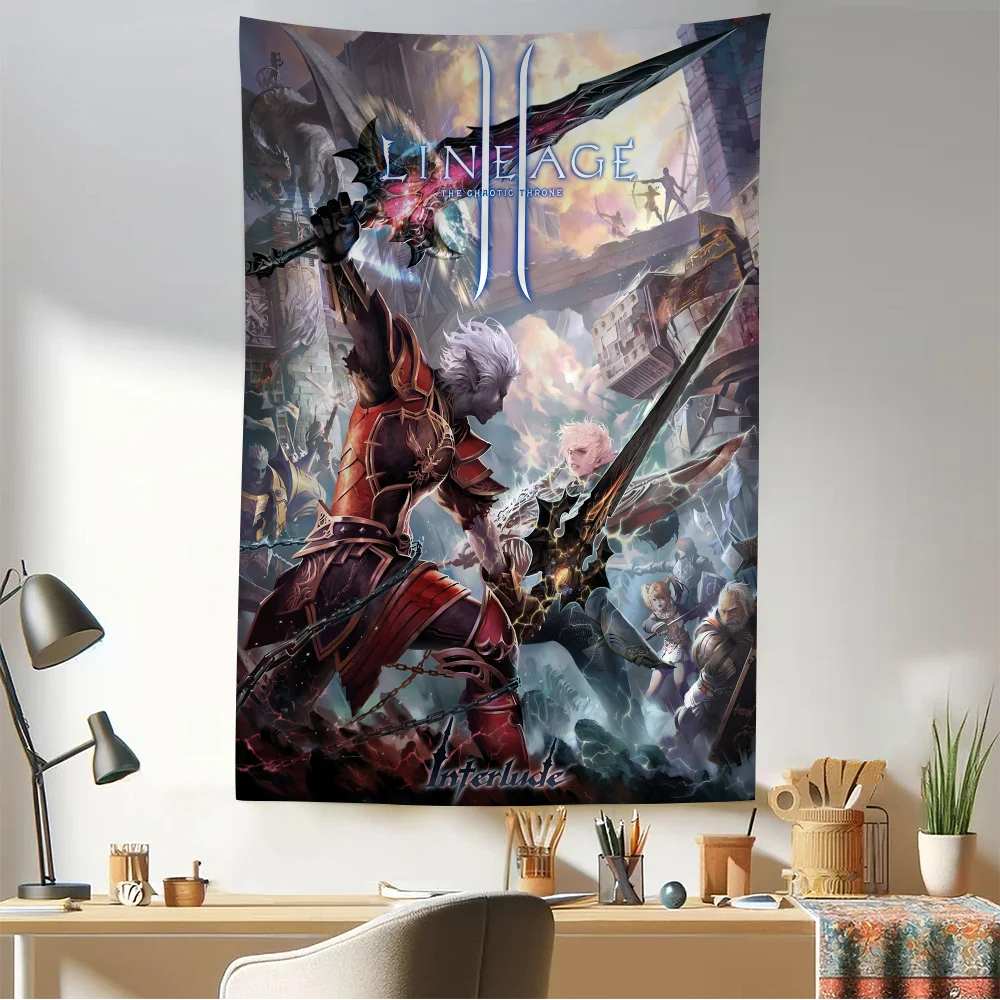 Lineage 2 DIY Настенный гобелен Искусство Научная фантастика Комната Домашний декор