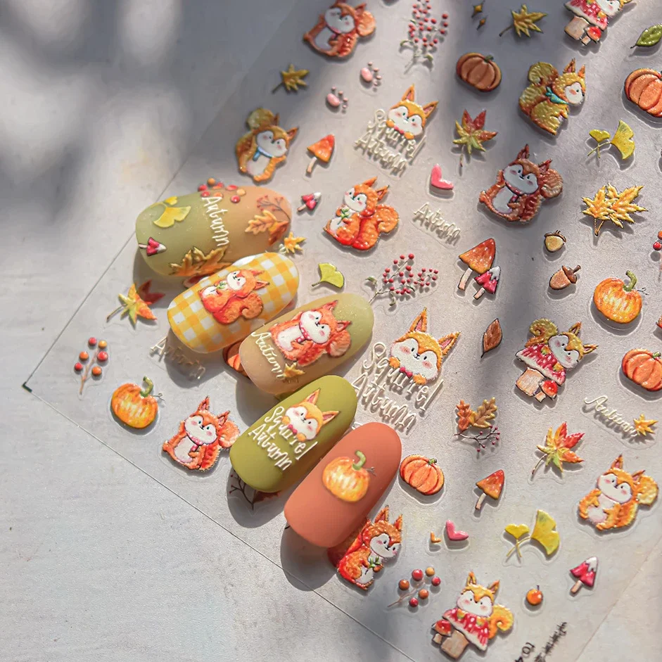 Осенняя наклейка из рододендрона белки тыквы гинкго Листьев сердца грибов