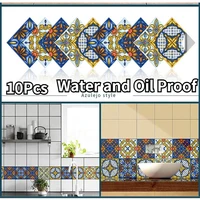 10pcs retro peel and stick tiles wall sticker waterproof oil proof wall sticker for kitchen bathroom stairs floor decor decals