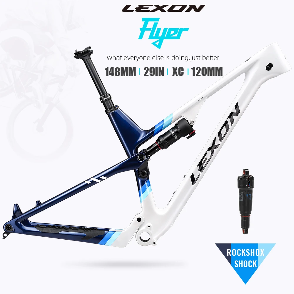 2023 LEXON FLYER Full Suspension Carbon MTB Frames 29er 15.5/17.5/19/21 Mountain Bike XC frameset 148x12mm Boost Bicycle Parts