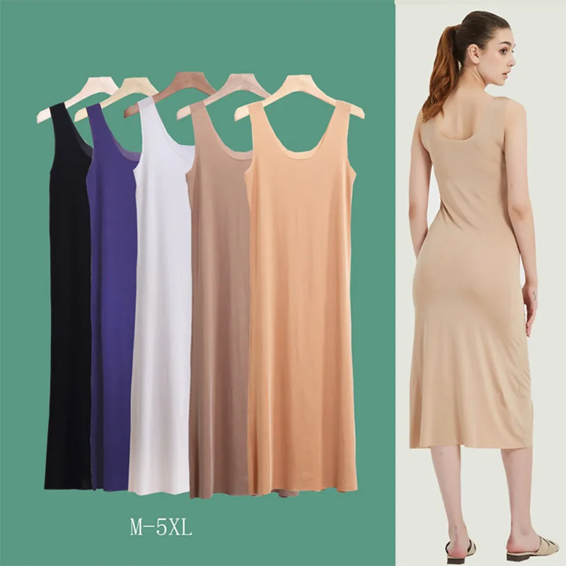 

Low Neck Sleepwear Women Summer Cooling Sleep Dress Soft Seamless Wide Strap Sleep Shirt Nightdress Casual Loose Long Pajama 5XL