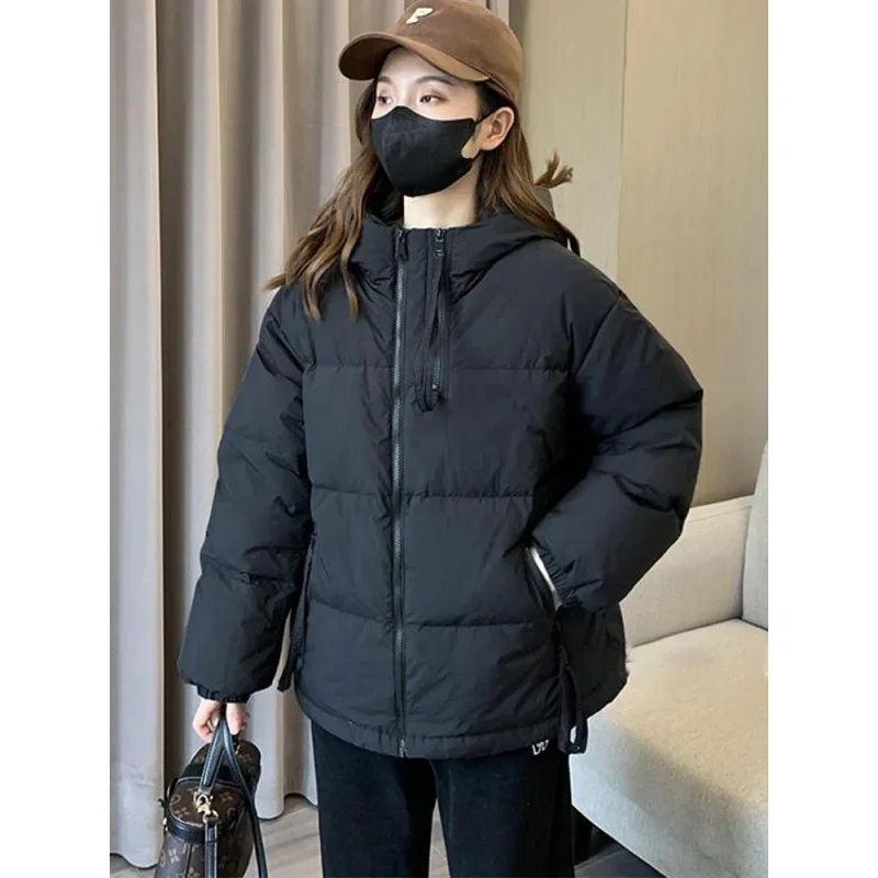 Модное корейское пуховое хлопковое пальто с капюшоном женское зимнее 2024 Новое