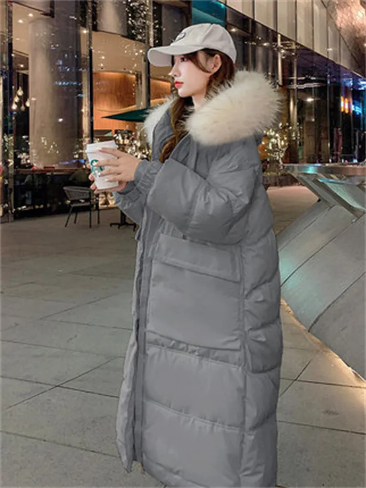 Mid-length Thickened Bread Clothing Winter Down Cotton Coat Women Korean Version Hooded Big Pocket 2022 New Outer Wear Top JD946