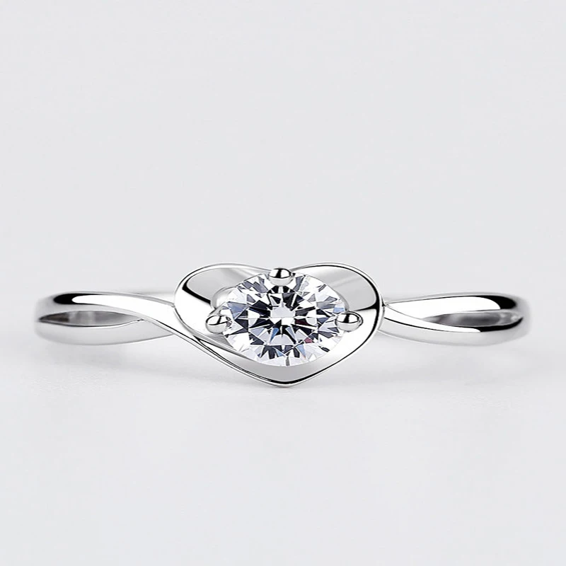 

18K White Gold Morsonite Diamond Ring Female Open Ring Platinum Proposal Engagement Wedding Heart Ring Fashion Personality